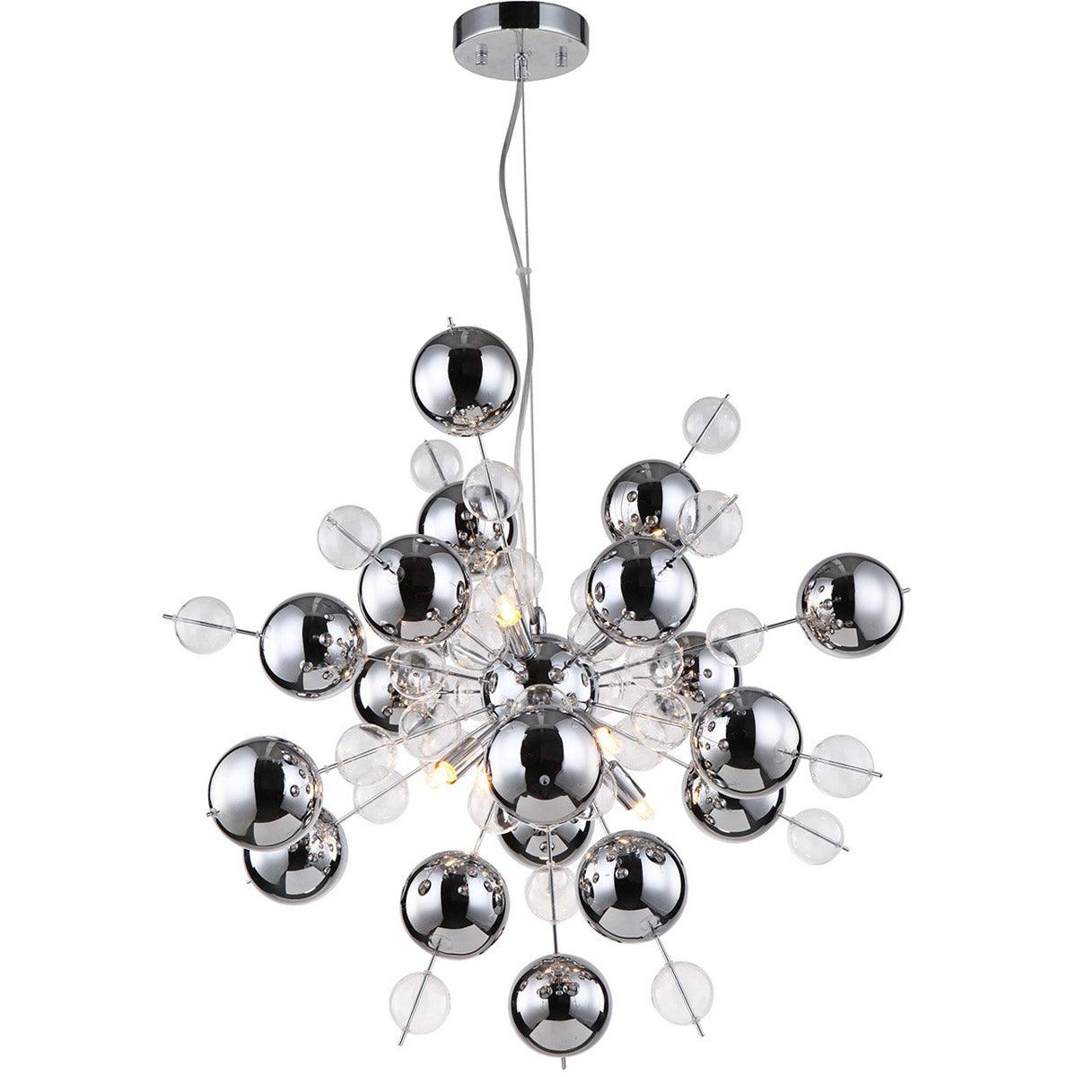 Chrome Frame with Chrome and Clear Glass Globe Chandelier - LV LIGHTING