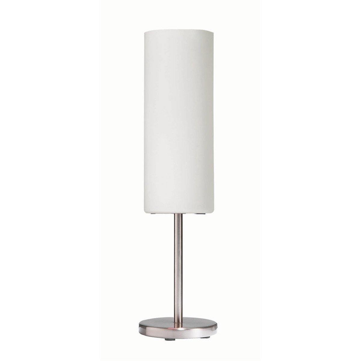 Satin Chrome with Cylindrical Frosted Glass Shade Table Lamp - LV LIGHTING