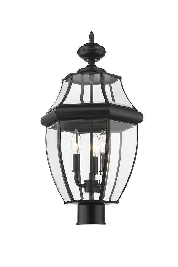 Black with Clear Glass Shade Traditional Style Outdoor Post Light - LV LIGHTING