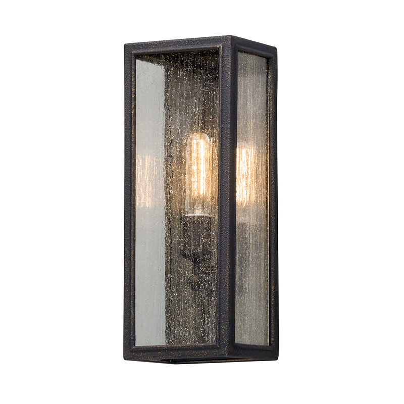 Vintage Bronze with Clear Seeded Glass Shade Outdoor Wall Sconce - LV LIGHTING