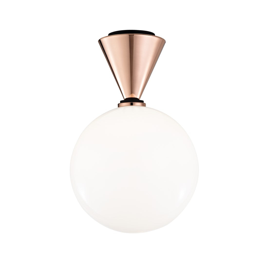 Steel Conical Frame with White Glass Globe Diffuser Flush Mount