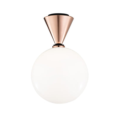 Steel Conical Frame with White Glass Globe Diffuser Flush Mount