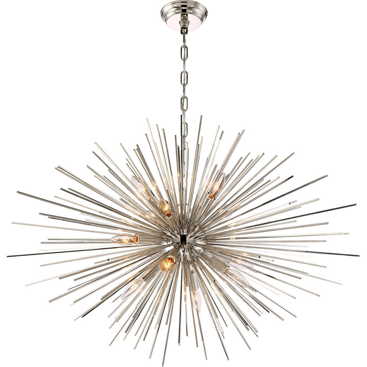Steel Rod Spikes Chandelier in Polished Nickel by Zeev