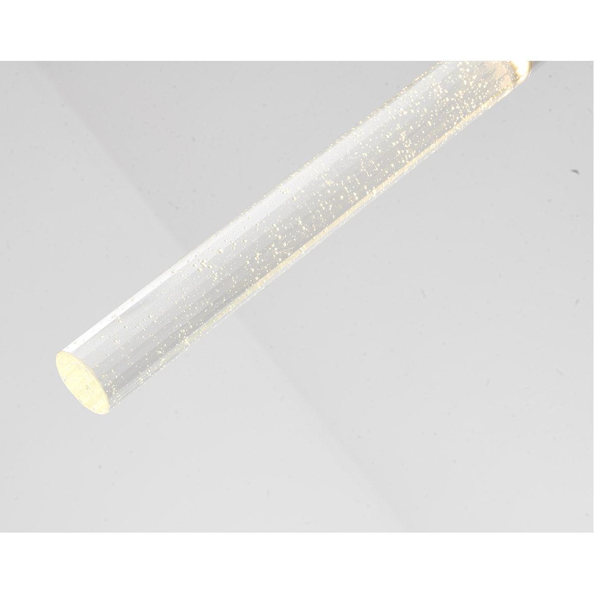 LED Chrome with Clear Cylindrical Bubble Glass Rod Pendant - LV LIGHTING