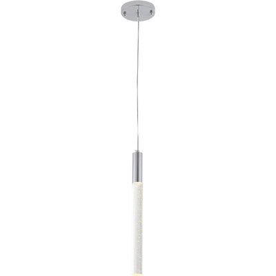 LED Chrome with Clear Cylindrical Bubble Glass Rod Pendant - LV LIGHTING