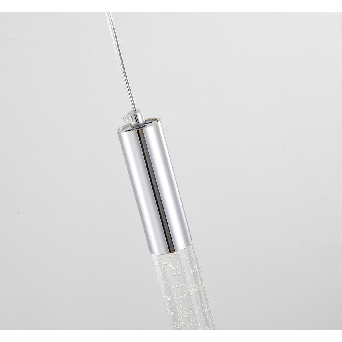 LED Chrome with Clear Cylindrical Bubble Glass Rod Pendant - LV LIGHTING