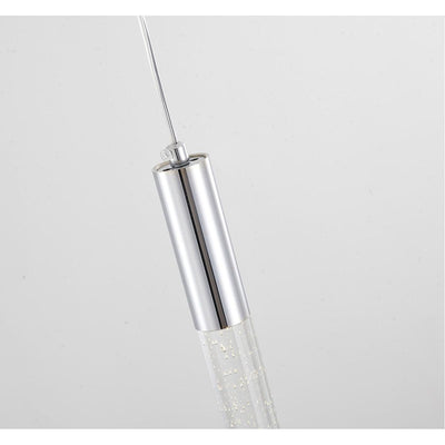 LED Chrome with Clear Cylindrical Bubble Glass Rod Pendant - LV LIGHTING