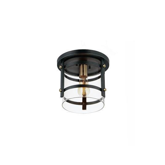 Black Antique Brass with Clear Glass Shade Flush Mount - LV LIGHTING