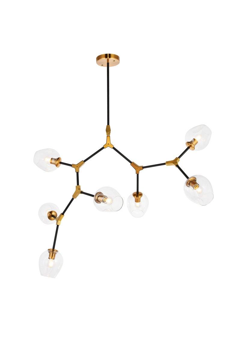 Steel Arms with Clear Glass Shade Chandelier - LV LIGHTING
