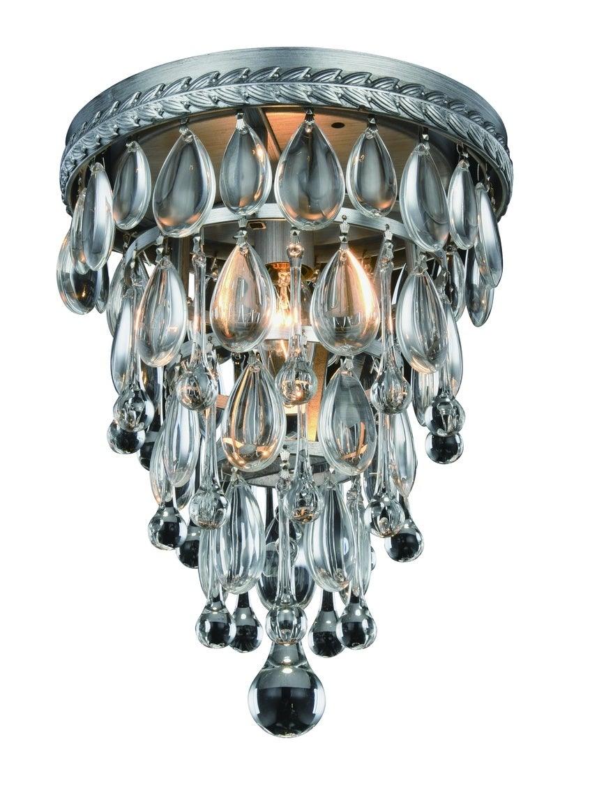 Steel with Clear Cyrstal Drop Wall Sconce - LV LIGHTING