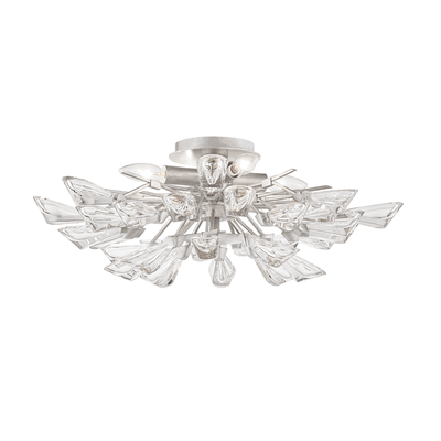Steel Arms with Clear Crystal Petal Flush Mount - LV LIGHTING