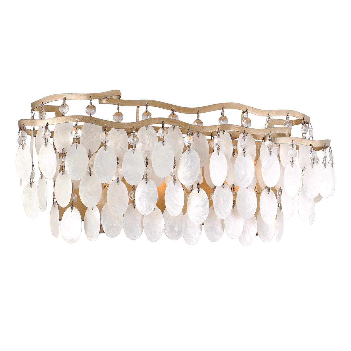Champagne Leaf with Capiz Shell and Crystal Vanity Light - LV LIGHTING