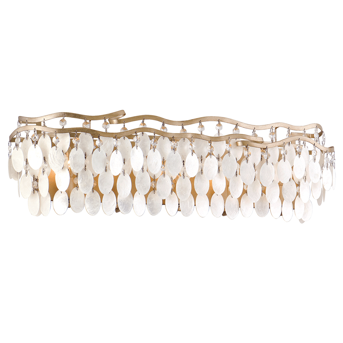 Champagne Leaf with Capiz Shell and Crystal Vanity Light - LV LIGHTING