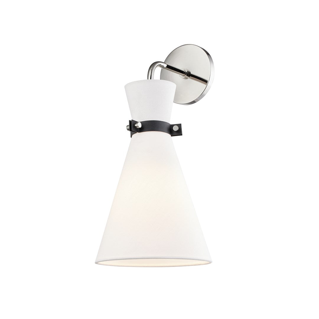 Steel Frame with White Linen Fabric Shade Wall Sconce