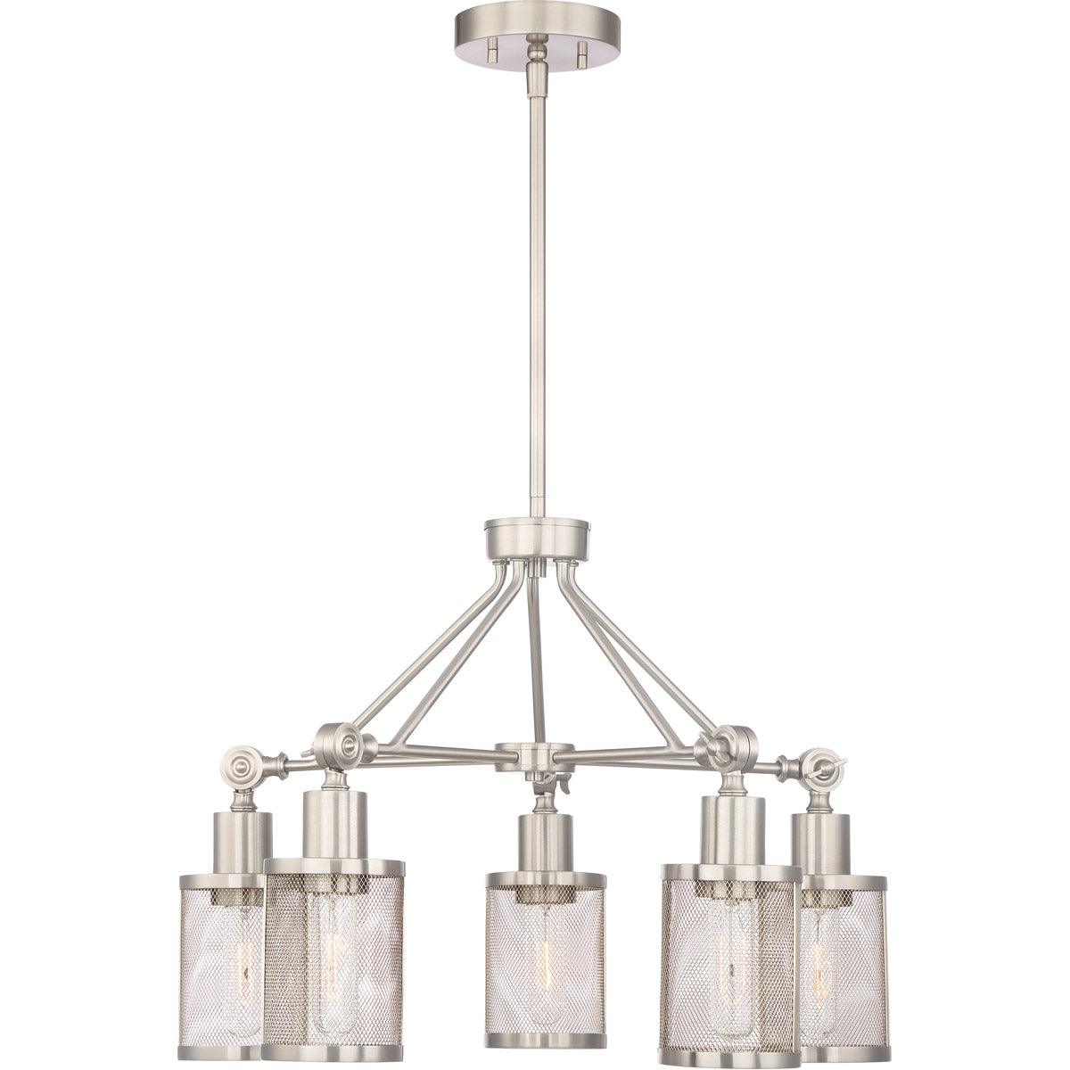 Brushed Nickel Frame with Cylindrical Mesh Shade Chandelier - LV LIGHTING