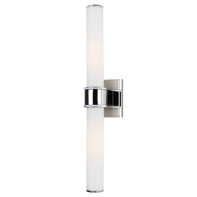 Steel Frame with Opal Matte Cylindrical Glass Shade 2 Light Wall Sconce