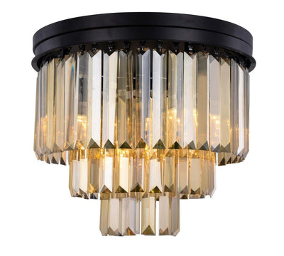 Steel Round Frame with Clear Crystal Flush Mount - LV LIGHTING
