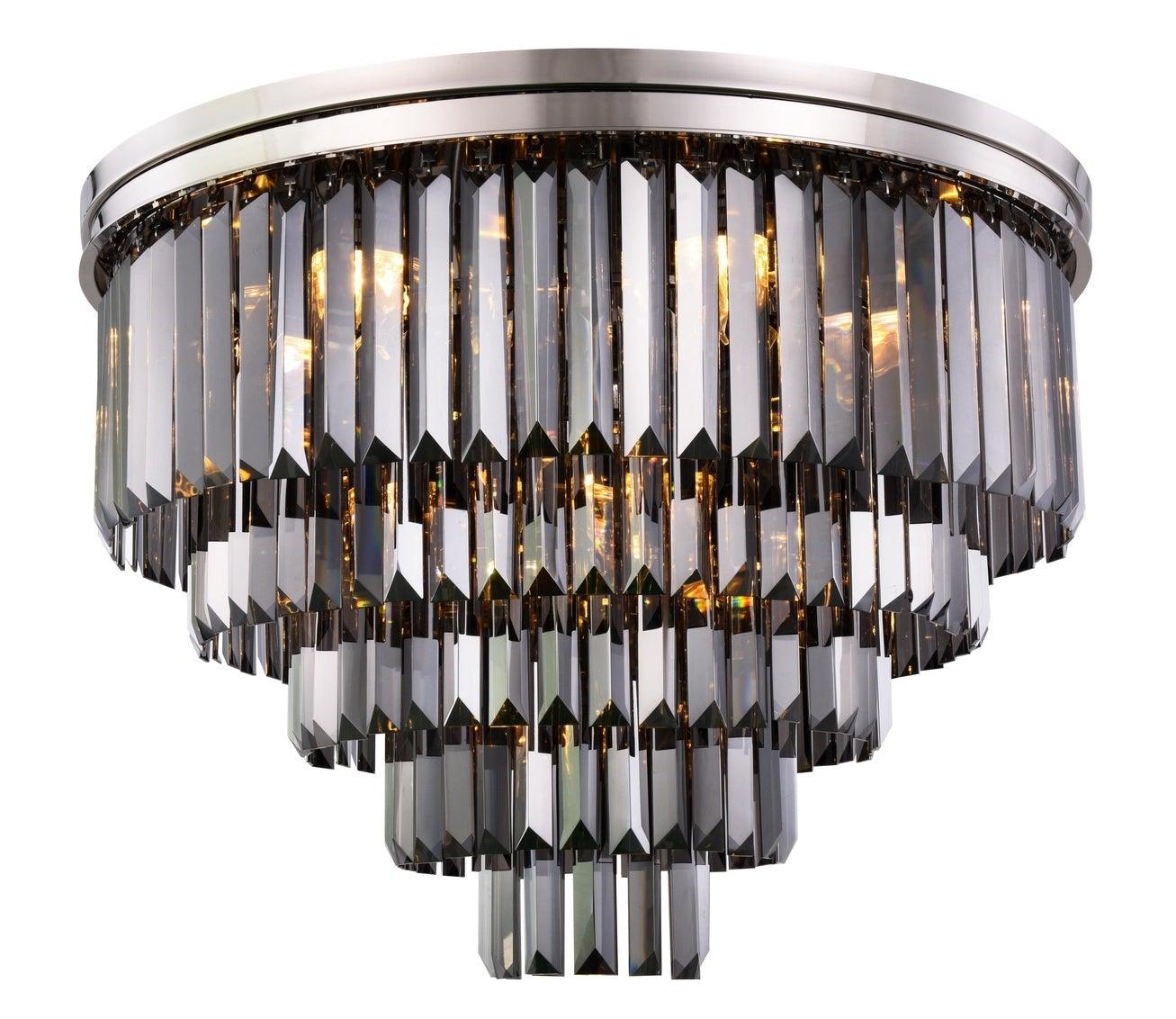 Steel Round Frame with Clear Crystal Flush Mount - LV LIGHTING