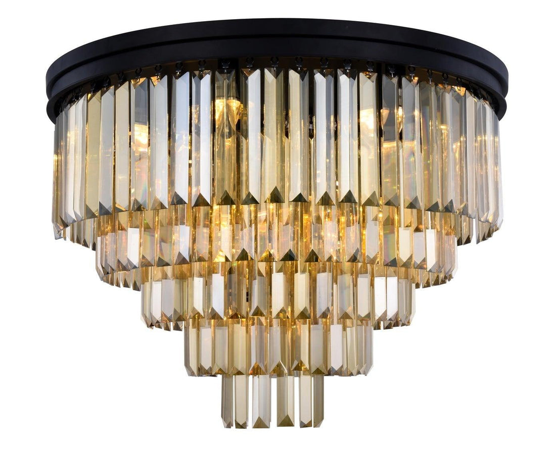 Steel Round Frame with Clear Crystal Flush Mount - LV LIGHTING