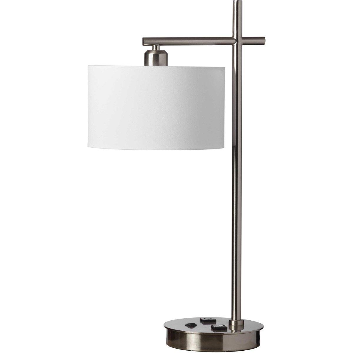 Satin Chrome with White Shade Desk Lamp - LV LIGHTING