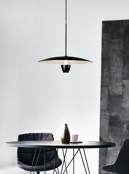 LED Matte Black Shade with Acrylic Diffuser Pendant