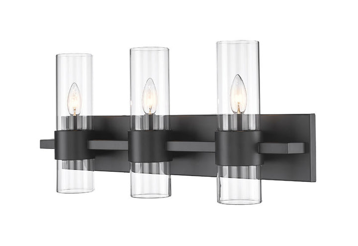 Steel Frame with Clear Cylindrical Glass Shade Vanity Light