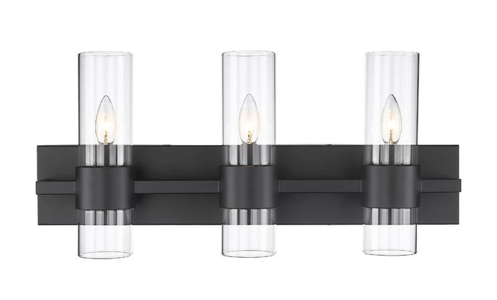 Steel Frame with Clear Cylindrical Glass Shade Vanity Light