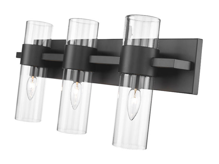 Steel Frame with Clear Cylindrical Glass Shade Vanity Light