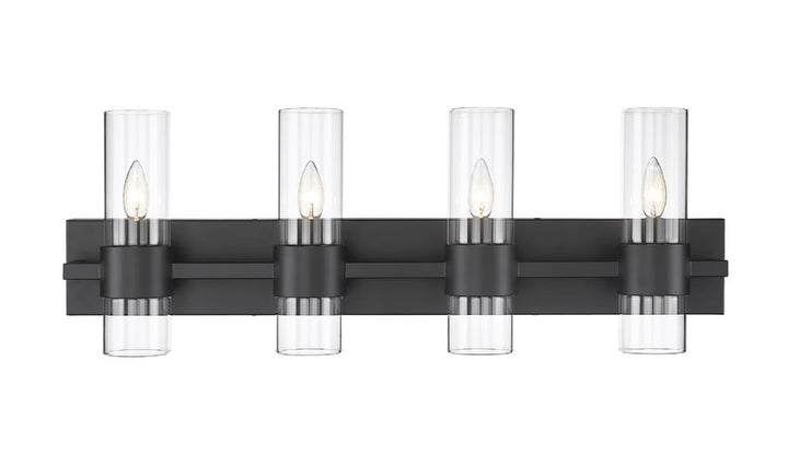 Steel Frame with Clear Cylindrical Glass Shade Vanity Light