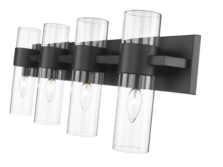 Steel Frame with Clear Cylindrical Glass Shade Vanity Light