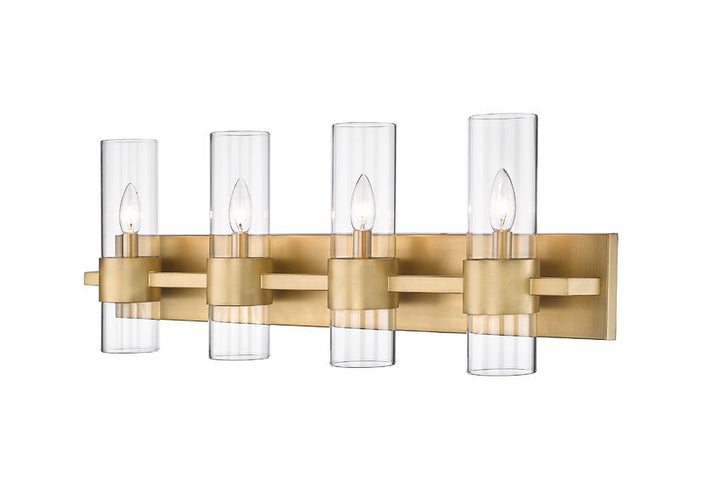 Steel Frame with Clear Cylindrical Glass Shade Vanity Light