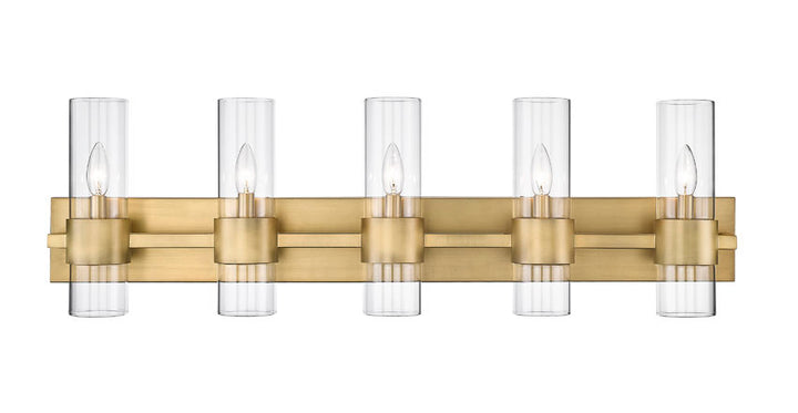 Steel Frame with Clear Cylindrical Glass Shade Vanity Light