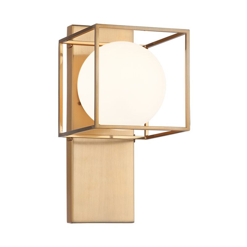 Steel Frame with Frosted Glass Globe Diffuser Wall Sconce