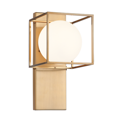Steel Frame with Frosted Glass Globe Diffuser Wall Sconce