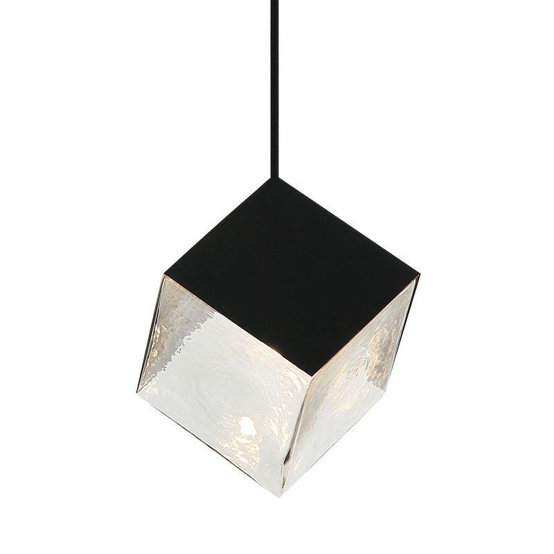 Steel Cube Frame with Glass Shade Single Pendant
