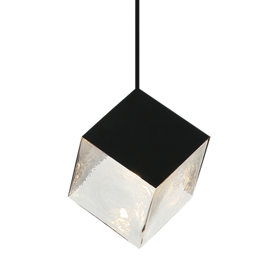 Steel Cube Frame with Glass Shade Single Pendant