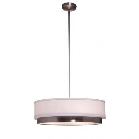 Brushed Nickel Frame with White Linen Shade Chandelier - LV LIGHTING
