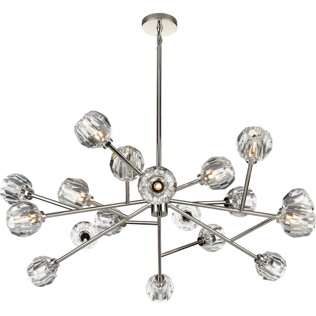 Steel Rod Arms with Clear Crystal Shade Chandelier in Polished Nickel by Zeev