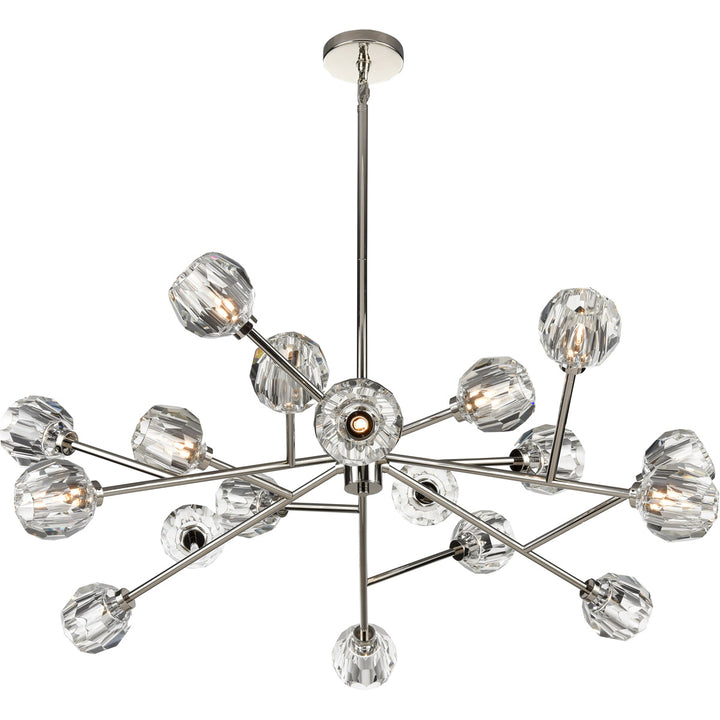 Steel Rod Arms with Clear Crystal Shade Chandelier in Polished Nickel by Zeev