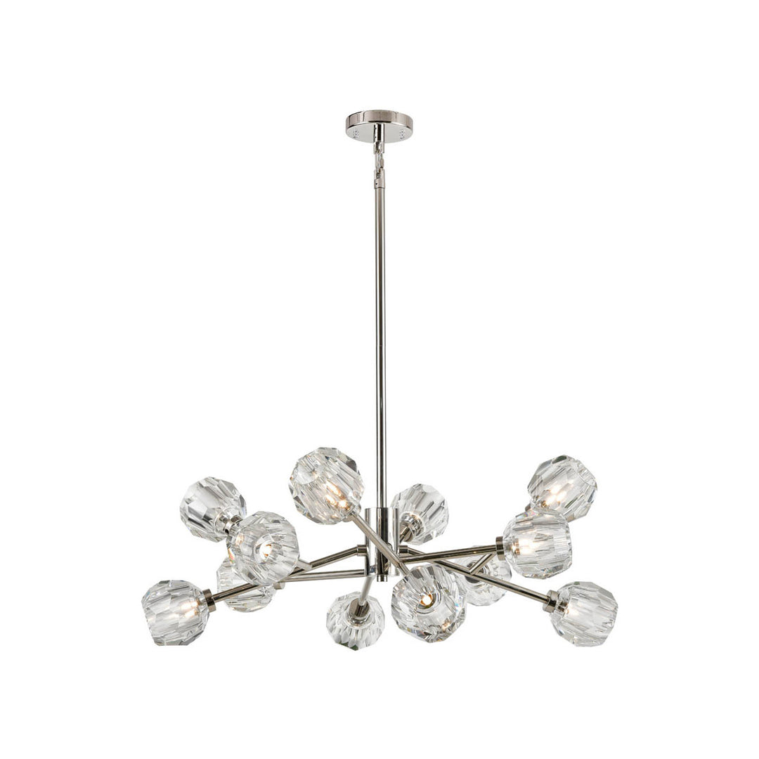 Steel Rod Arms with Clear Crystal Shade Chandelier in Polished Nickel by Zeev