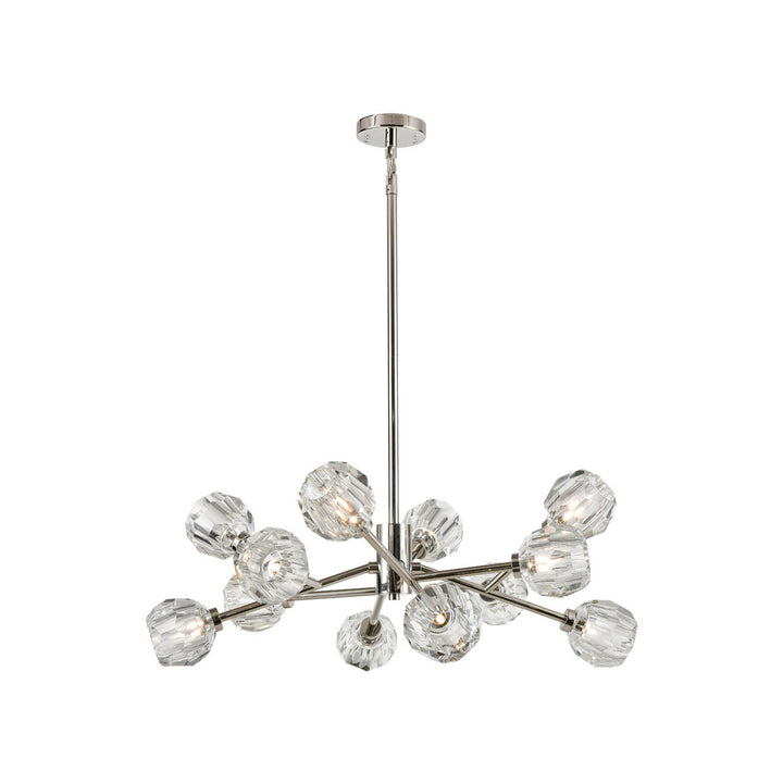 Steel Rod Arms with Clear Crystal Shade Chandelier in Polished Nickel by Zeev