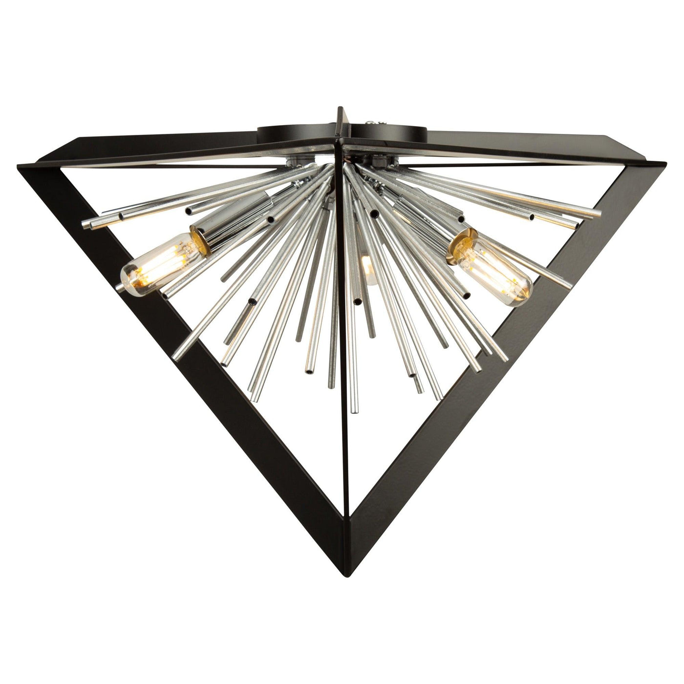 Matte Black Pyramid Frame with Burst Rod Flush Mount - LV LIGHTING