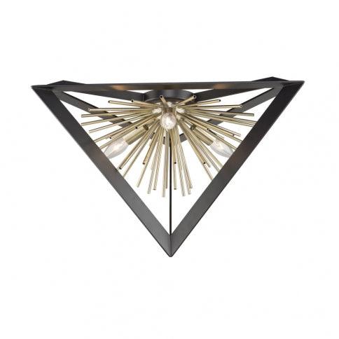 Matte Black Pyramid Frame with Burst Rod Flush Mount - LV LIGHTING