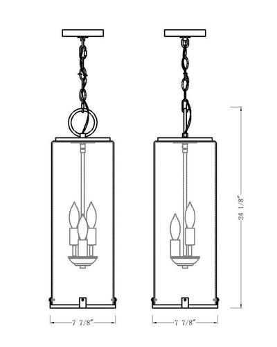 Black Aluminum Frame with Rectangular Glass Shade Outdoor Pendant - LV LIGHTING