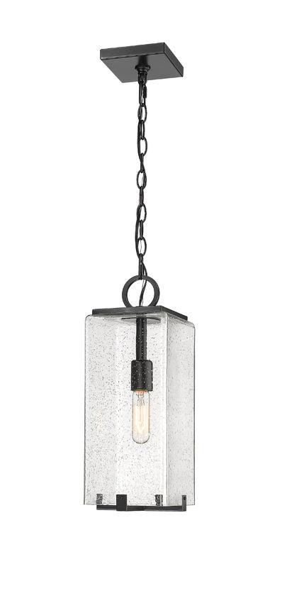 Black Aluminum Frame with Rectangular Glass Shade Outdoor Pendant - LV LIGHTING