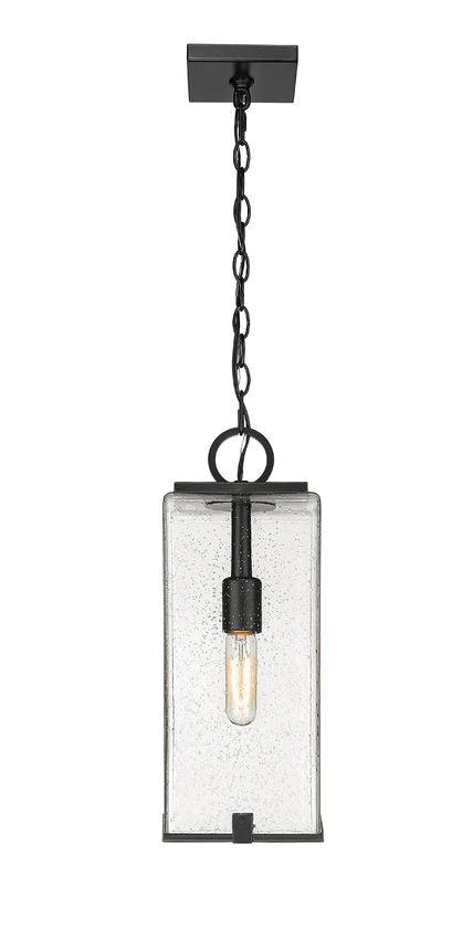 Black Aluminum Frame with Rectangular Glass Shade Outdoor Pendant - LV LIGHTING