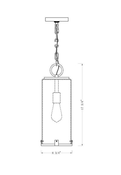 Black Aluminum Frame with Rectangular Glass Shade Outdoor Pendant - LV LIGHTING