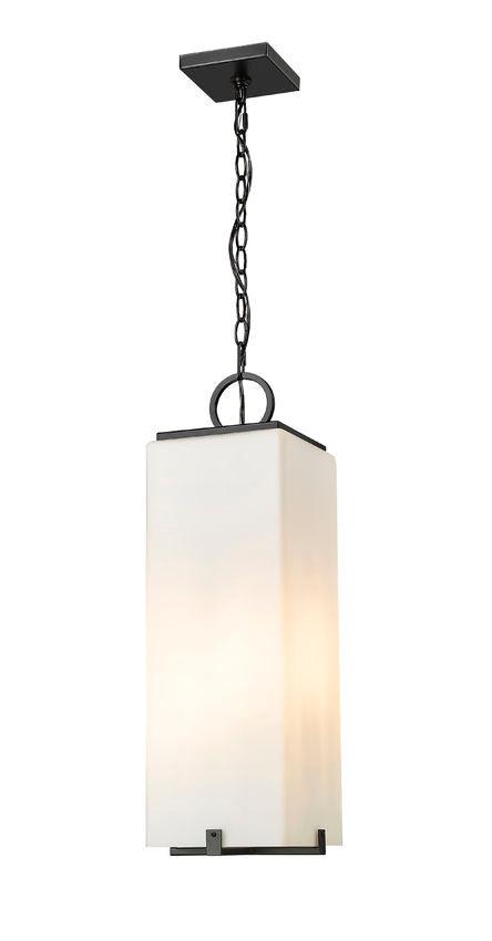 Black Aluminum Frame with Rectangular Glass Shade Outdoor Pendant - LV LIGHTING