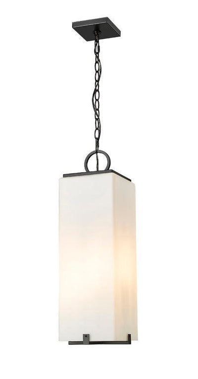 Black Aluminum Frame with Rectangular Glass Shade Outdoor Pendant - LV LIGHTING