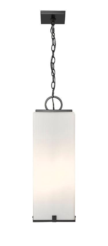 Black Aluminum Frame with Rectangular Glass Shade Outdoor Pendant - LV LIGHTING